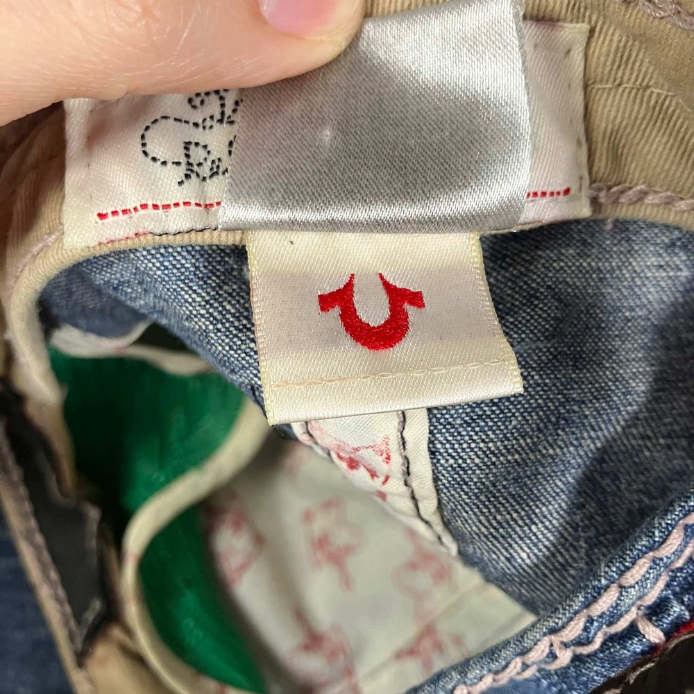 Vintage True Religion Horseshoe Denim Baseball Cap Blue Distressed Hat - Picture 12 of 14